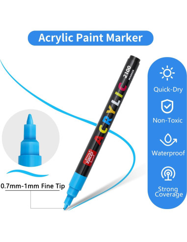 Marcadores de Pintura Acrílica Guangna 120 Colores Punta Fina