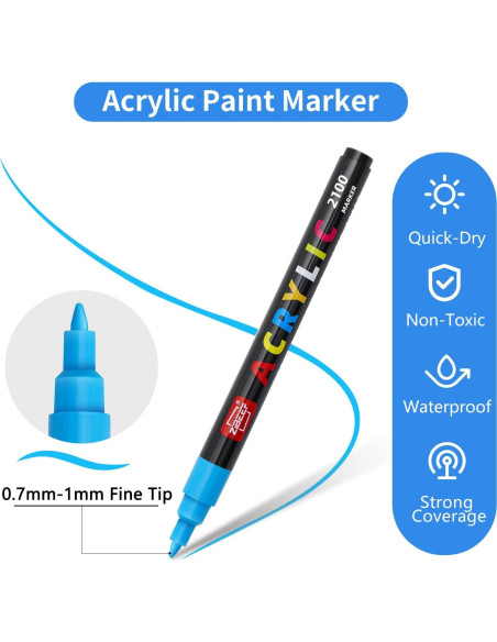 Marcadores de Pintura Acrílica Guangna 120 Colores Punta Fina