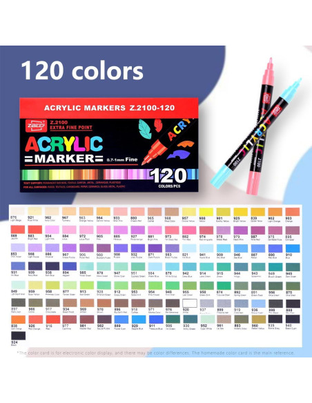 Marcadores de Pintura Acrílica Guangna 120 Colores Punta Fina