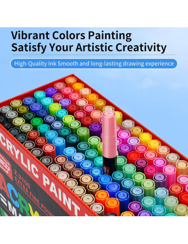 Marcadores de Pintura Acrílica Guangna 120 Colores Punta Fina