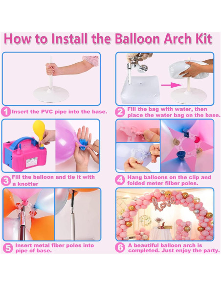 Kit de Arco de Globos iRabey 3m con Bomba Eléctrica y 100 Globos