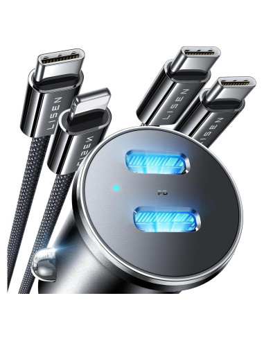 Cargador de Coche USB C LISEN 90W Carga Rápida Dual 45W