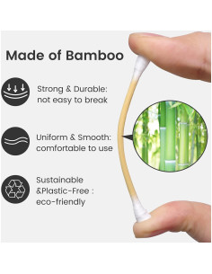 Hisopos de Algodón de Bambú Bcowos 800 Unidades 7.62 cm 2