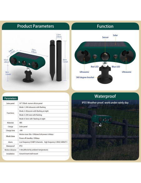 Alarma de Movimiento Solar ROYELLE MS-02 130dB con Luz Estroboscópica