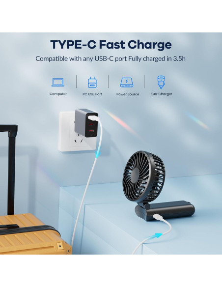 Ventilador de Mano Portátil HandFan 5200mAh 5 Velocidades