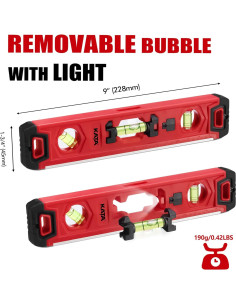 Nivel Torpedo KATA 23 cm Iluminado Magnético a Prueba de Golpes 2