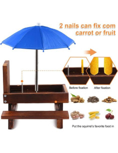Mesa de Picnic para Ardillas SKWIRRLE con Paraguas Azul 2