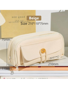 Estuche de Lápices Grande Grurun Beige 21.1x11.2x7.5 cm 2