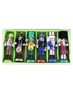 Conjunto de Adornos Cascanueces Navidad BlueSpace Madera 120mm Verde