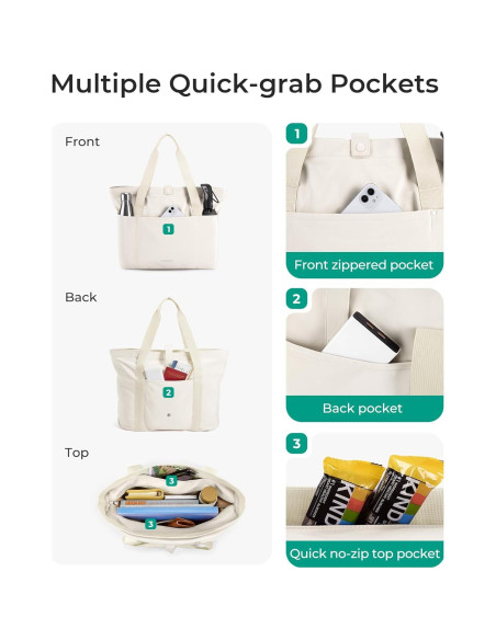 Bolsa Tote Plegable BAGSMART para Mujeres 42x15x36 cm Beige