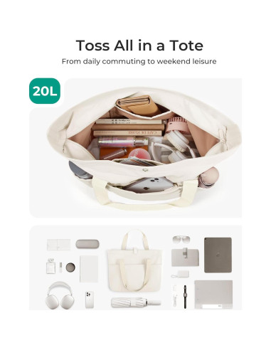 Bolsa Tote Plegable BAGSMART para Mujeres 42x15x36 cm Beige