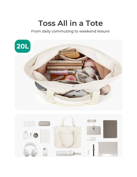 Bolsa Tote Plegable BAGSMART para Mujeres 42x15x36 cm Beige