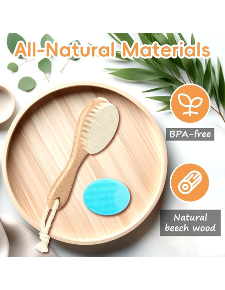Conjunto de Cepillos para Bebé Madera y Silicona Verde