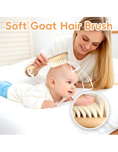 Conjunto de Cepillos para Bebé Madera y Silicona Verde