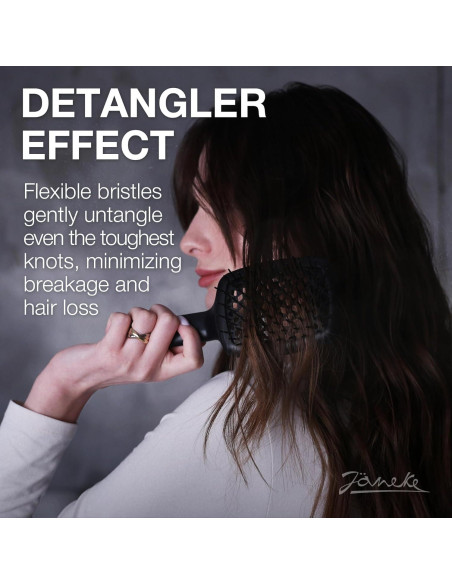 Cepillo Curvo Janeke con Mango Ergonómico para Cabello Grueso