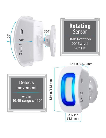 Alarma de Sensor de Movimiento EverNary con Pager Inalámbrico Alarma de Sensor de Movimiento EverNary con Pager Inalámbrico