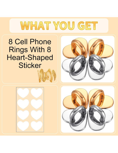 Anillo Adhesivo para Teléfono Móvil Moxweyeni - 8 Pcs Corazón
