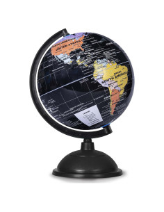 Globo Terráqueo Giratorio 20.32 cm Negro con Soporte Educativo