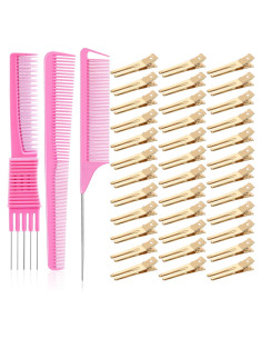 50 Clips de Rizo IKOCO Dorado + 3 Peines para Peluquería