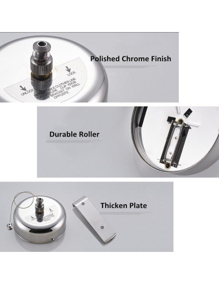 Cuerda Retráctil de Ropa BESy Acero Inoxidable 2.8m Cromado