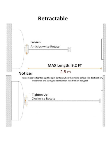 Cuerda Retráctil de Ropa BESy Acero Inoxidable 2.8m Cromado