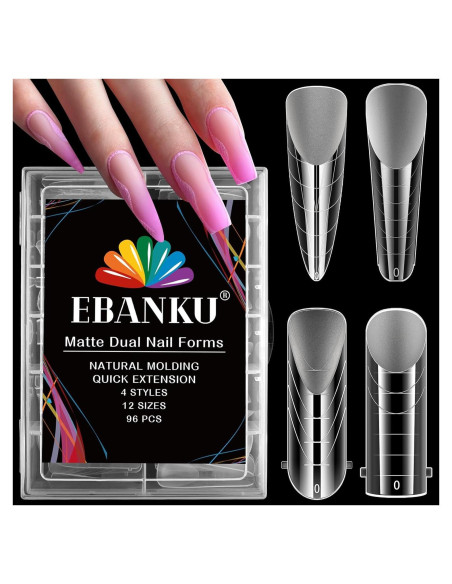 Kit de Moldes de Uñas Dual EBANKU 96 Piezas Transparentes Mate