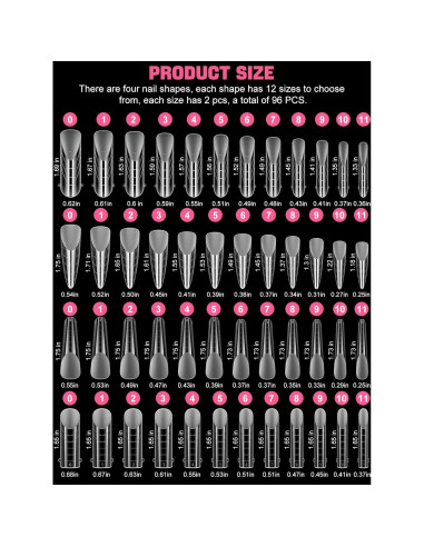 Kit de Moldes de Uñas Dual EBANKU 96 Piezas Transparentes Mate