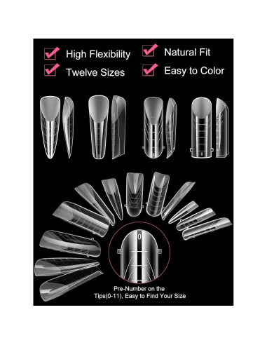 Kit de Moldes de Uñas Dual EBANKU 96 Piezas Transparentes Mate