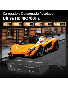 Interruptor KVM 2 Monitores LUKFOCAB 4K HDMI DP USB 2.0 2