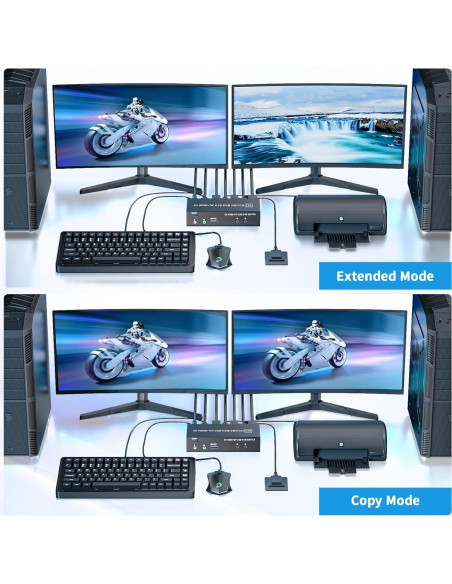 Interruptor KVM 2 Monitores LUKFOCAB 4K HDMI DP USB 2.0