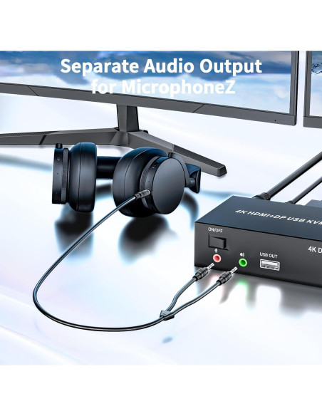 Interruptor KVM 2 Monitores LUKFOCAB 4K HDMI DP USB 2.0