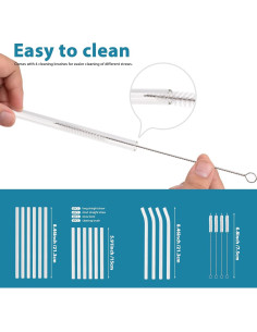 Paquete de 20 Pajitas de Vidrio Reutilizables Annvchi 2