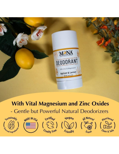 Desodorante Natural MONA BRANDS 75g Albaricoque Limón Sin Aluminio