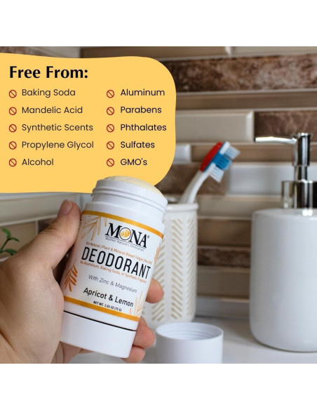 Desodorante Natural MONA BRANDS 75g Albaricoque Limón Sin Aluminio