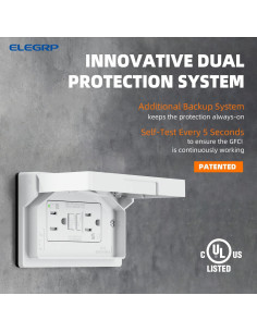 Toma GFCI horizontal para exteriores ELEGRP 15A blanca 2