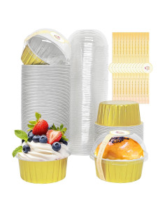 Paquete de 100 moldes para cupcakes EXJEXJ 5oz dorados
