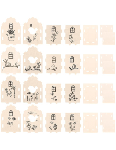 Kit de Manualidades para Niños - 12 Casas de Madera DIY