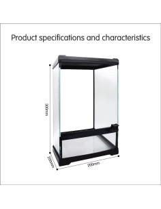 Mini Terrario de Vidrio Waazoorep 20.32x20.32x30.48cm para Reptiles 2