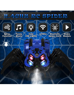 Juguete Robot Araña RC GAIETYDIY Azul con Luces y Música 2