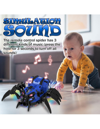 Juguete Robot Araña RC GAIETYDIY Azul con Luces y Música