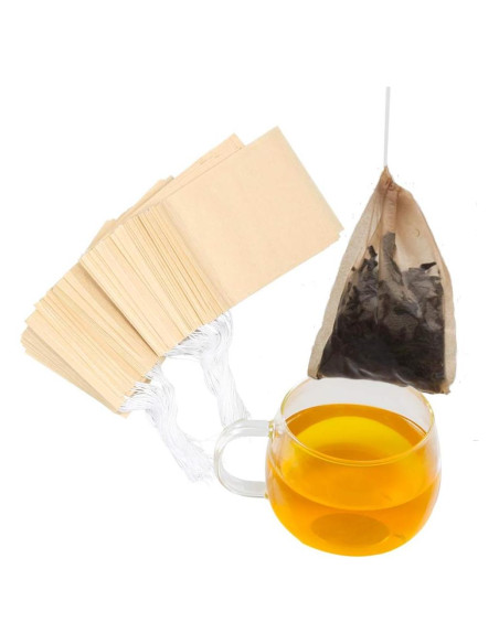 Bolsas de Filtro de Té Tinkee 100 Piezas 10x8 cm Biodegradables