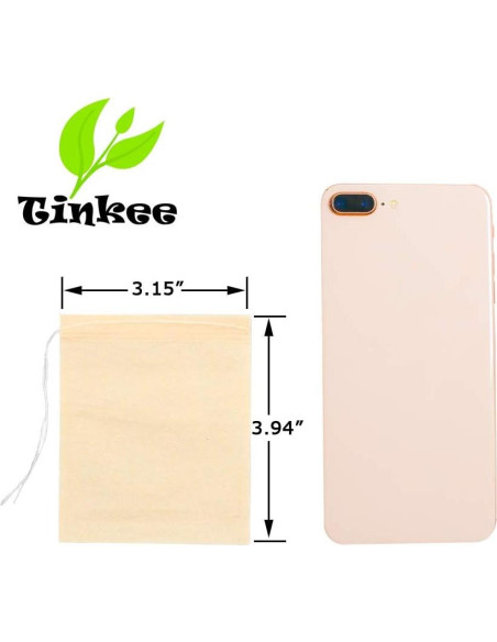 Bolsas de Filtro de Té Tinkee 100 Piezas 10x8 cm Biodegradables