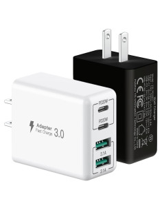 Cargador de Pared USB C 40W 4 Puertos SCCVEE Carga Rápida