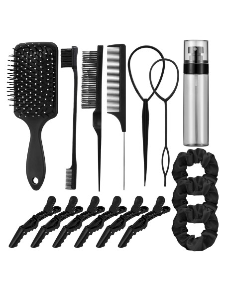 Juego de Cepillos para Cabello ProSuites 15 Pcs Negro