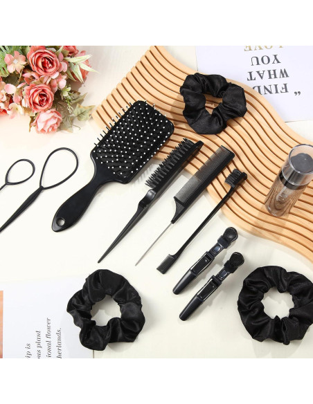 Juego de Cepillos para Cabello ProSuites 15 Pcs Negro