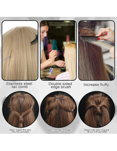 Juego de Cepillos para Cabello ProSuites 15 Pcs Negro