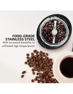 Molino de Café Eléctrico OVENTE CG225, 70g, Acero Inoxidable, Negro 2