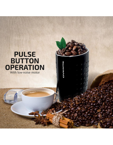Molino de Café Eléctrico OVENTE CG225, 70g, Acero Inoxidable, Negro