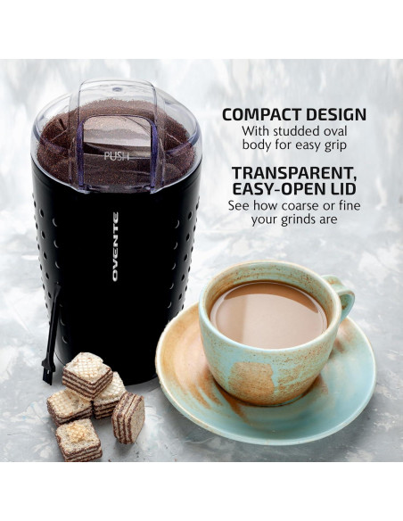 Molino de Café Eléctrico OVENTE CG225, 70g, Acero Inoxidable, Negro Molino de Café Eléctrico OVENTE CG225, 70g, Acero Inoxidable, Negro