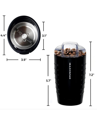Molino de Café Eléctrico OVENTE CG225, 70g, Acero Inoxidable, Negro